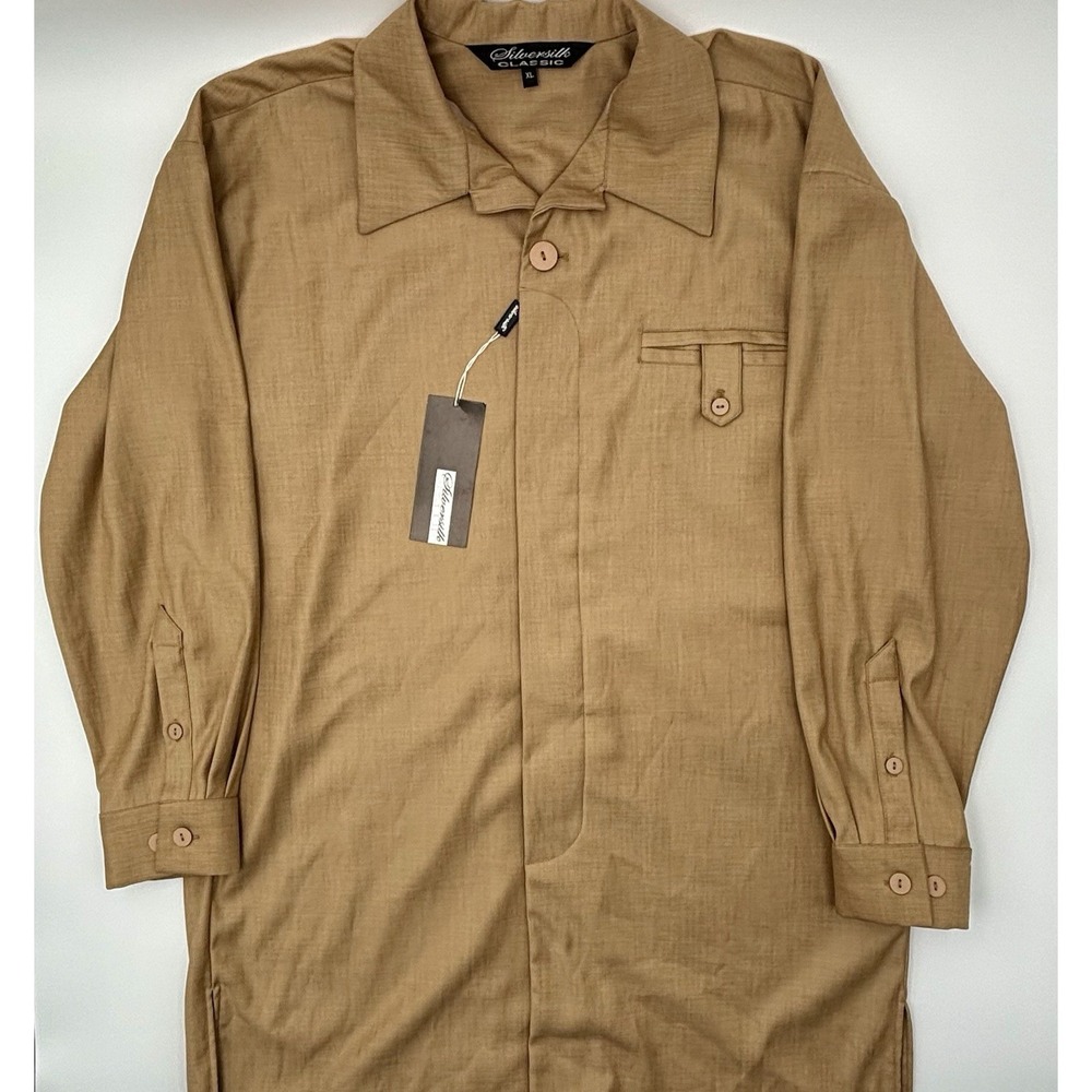 Silversilk Classic Men's XL Shirt NWT Tan Wool Blend Luxury Walking Shirt L/S